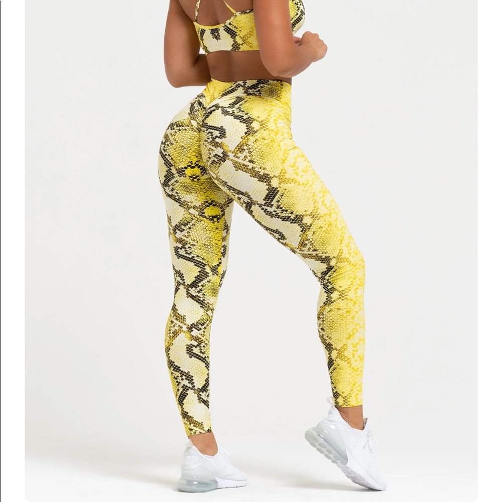 High-Rise Yellow Snake Print Leggings